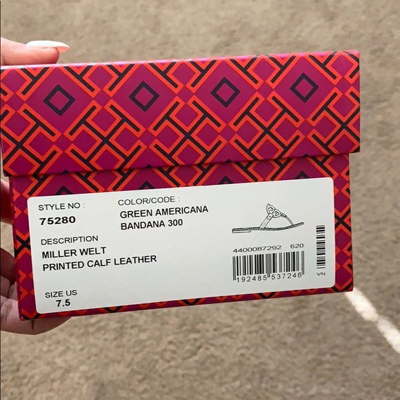 NEW 6.5 Tory Burch Miller Bandana Sandals Green - Picture 13 of 13